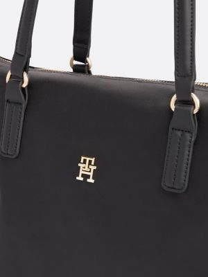 schwarz tote-bag mit tommy-tape für damen - tommy hilfiger