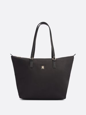 black tote-bag mit tommy-tape für damen - tommy hilfiger