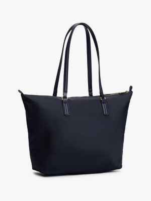 blau tote-bag mit tommy-tape für damen - tommy hilfiger