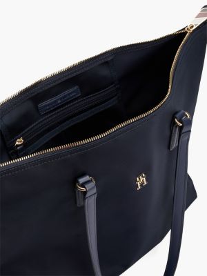blau tote-bag mit tommy-tape für damen - tommy hilfiger