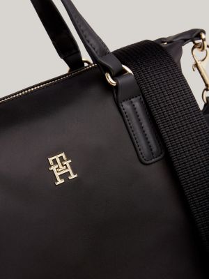 black th emblem small tote for women tommy hilfiger