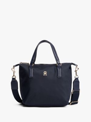 borsa tote th emblem piccola blue da donne tommy hilfiger