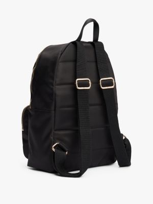 black th emblem plaque backpack for women tommy hilfiger