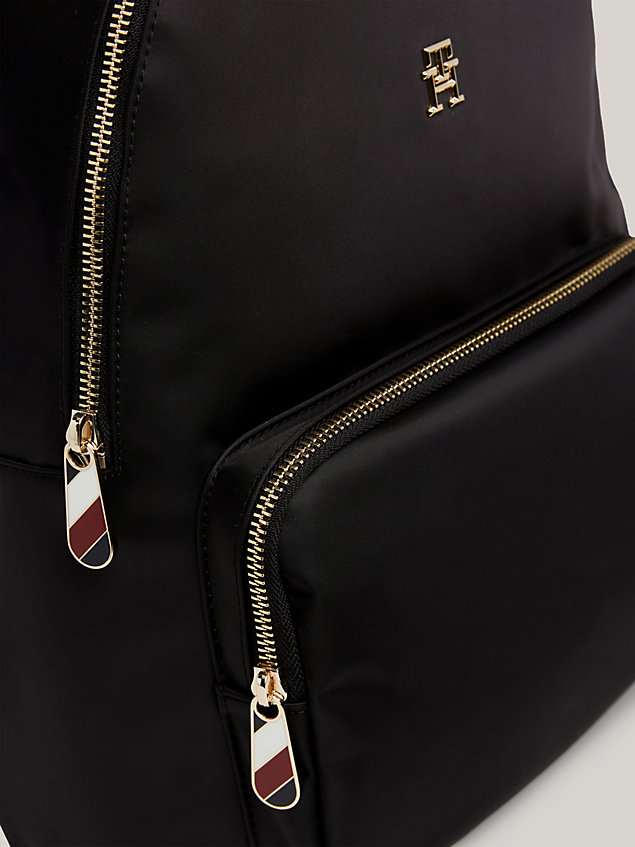 black th emblem plaque backpack for women tommy hilfiger