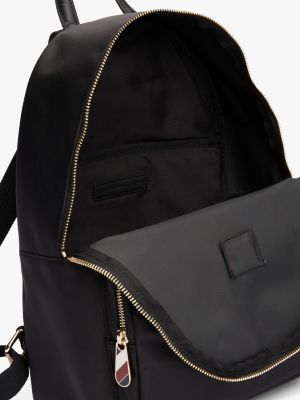 black th emblem plaque backpack for women tommy hilfiger