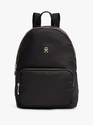 black th emblem plaque backpack for women tommy hilfiger