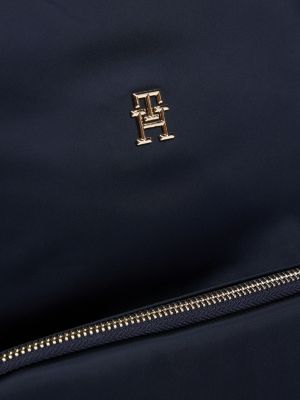 blue th emblem plaque backpack for women tommy hilfiger