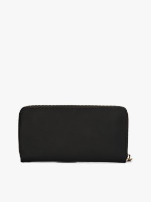 black large zip-around recycled wallet for women tommy hilfiger