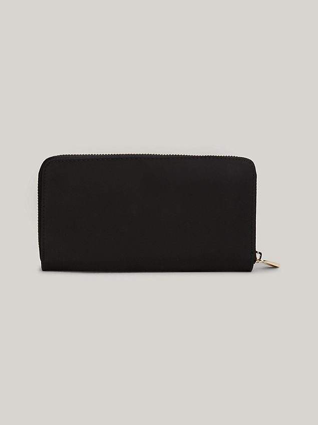 black large zip-around recycled wallet for women tommy hilfiger