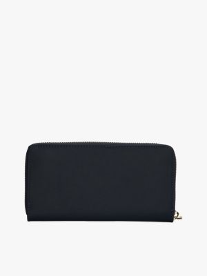 blue large zip-around recycled wallet for women tommy hilfiger