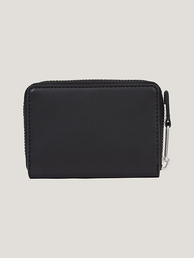 black small logo zip-around wallet for women tommy jeans