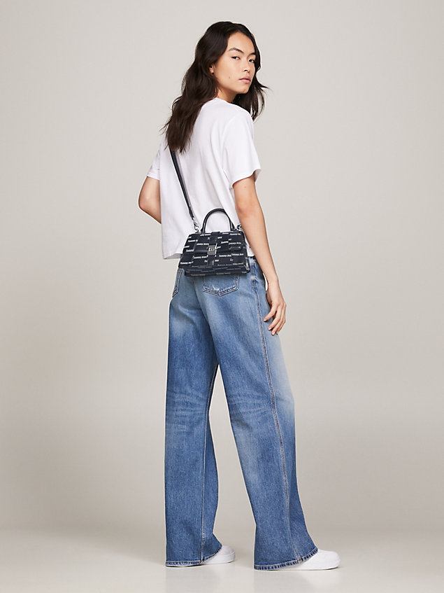 black tommy jeans item crossbody-tasche mit logo für damen - tommy jeans