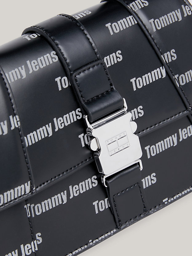 zwart tommy jeans item crossbodytas met repeat-logo voor dames - tommy jeans