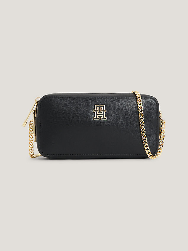 black chain crossover strap camera bag for women tommy hilfiger