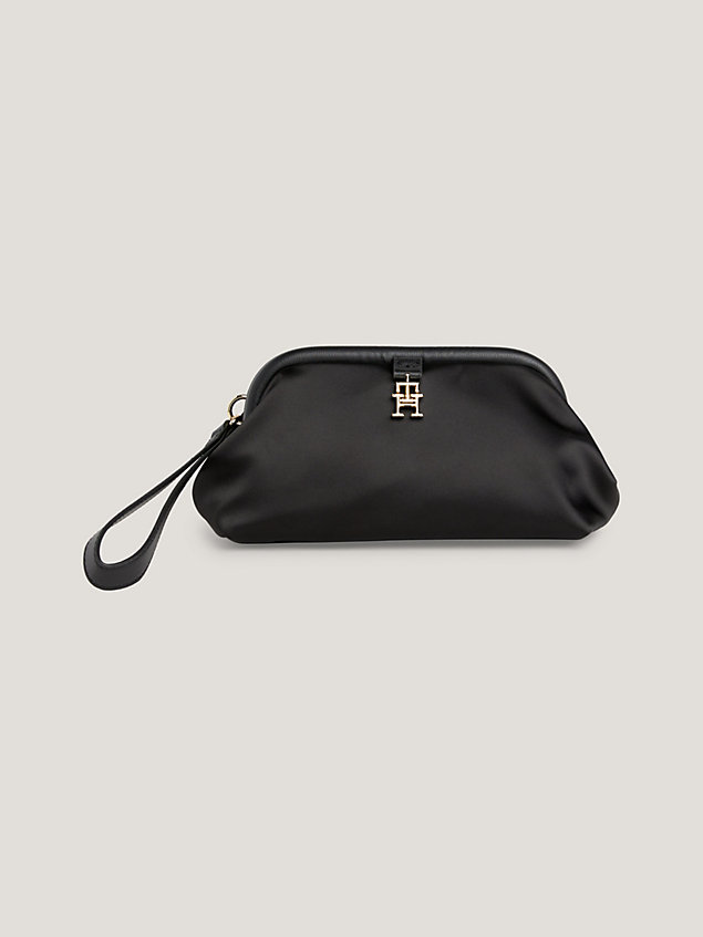 black exclusive tommy hilfiger x festive th monogram clutch bag for women tommy hilfiger