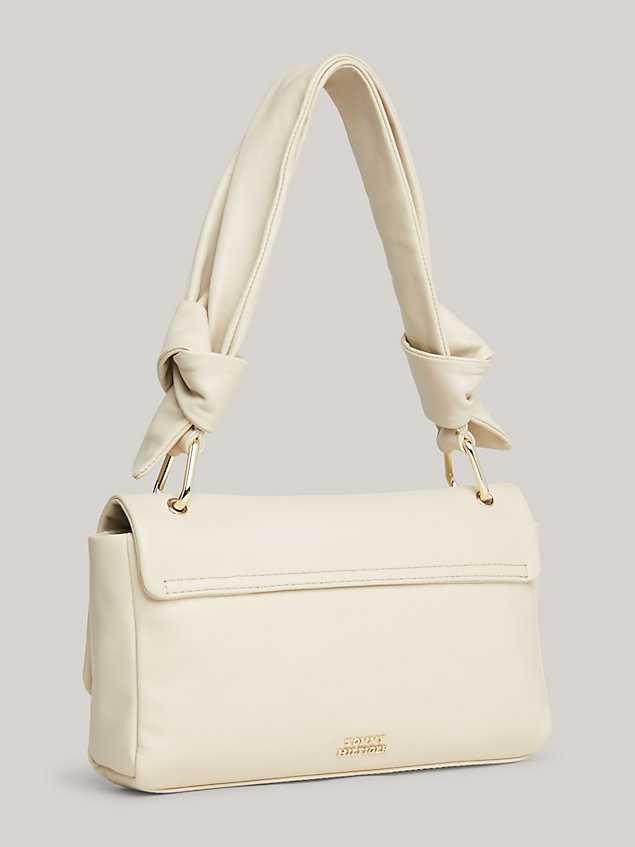 white leather push lock hobo bag for women tommy hilfiger