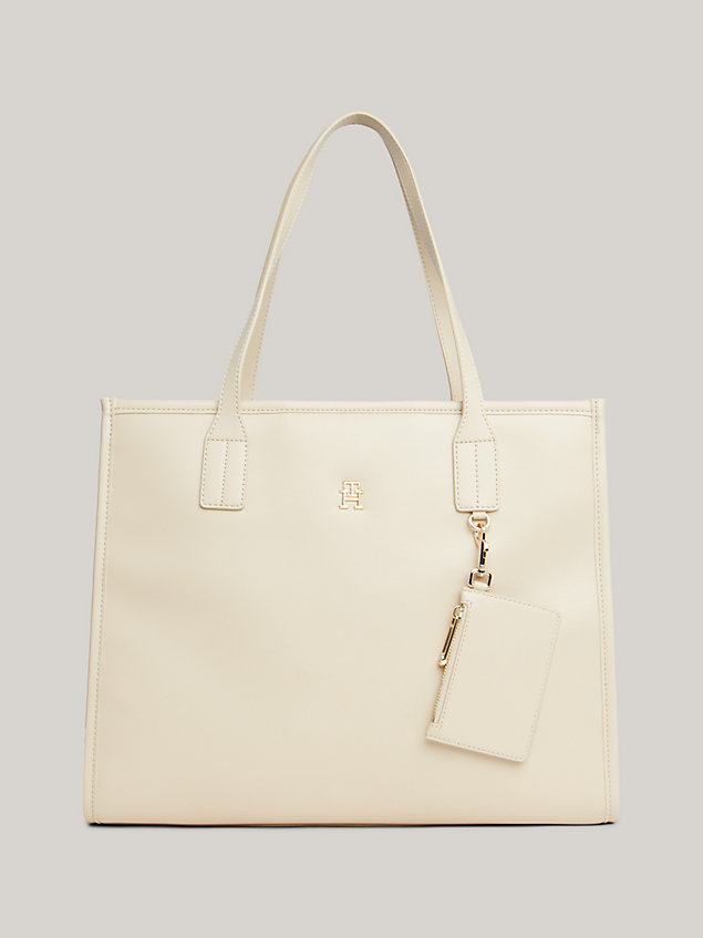 beige th city monogram tote for women tommy hilfiger