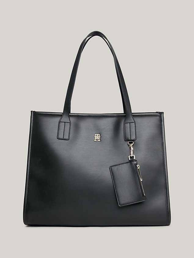 black th city monogram tote for women tommy hilfiger