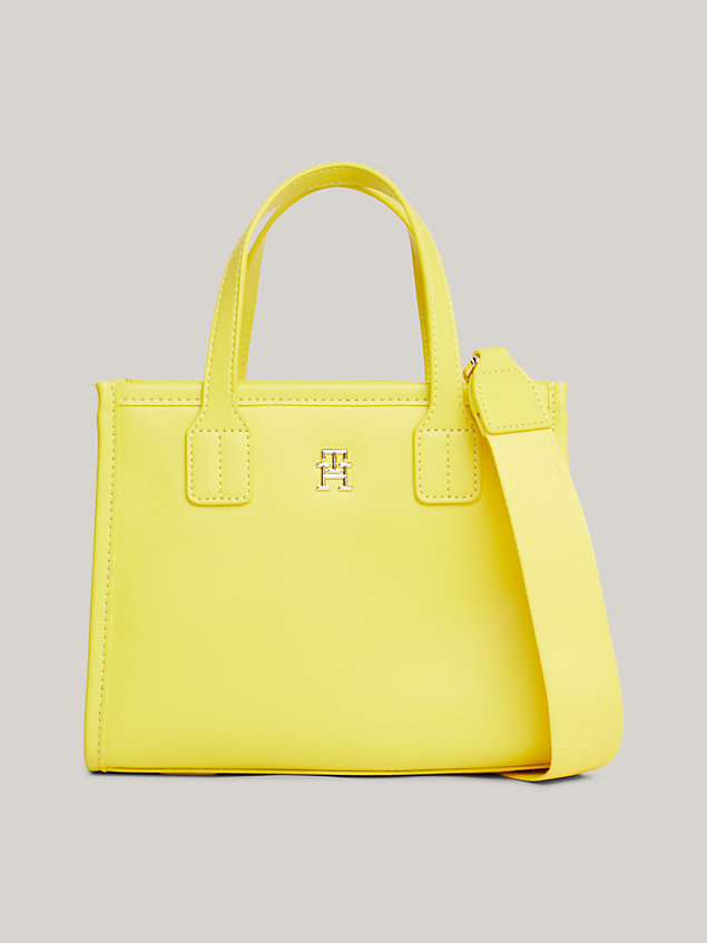 yellow th city monogram small tote for women tommy hilfiger