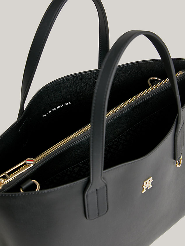 black iconic logo tape satchel for women tommy hilfiger
