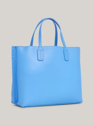 blue iconic satchel mit abnehmbarem riemen für damen - tommy hilfiger