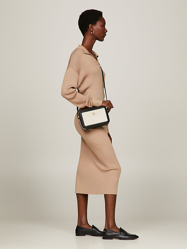 beige essential contrast crossover bag for women tommy hilfiger