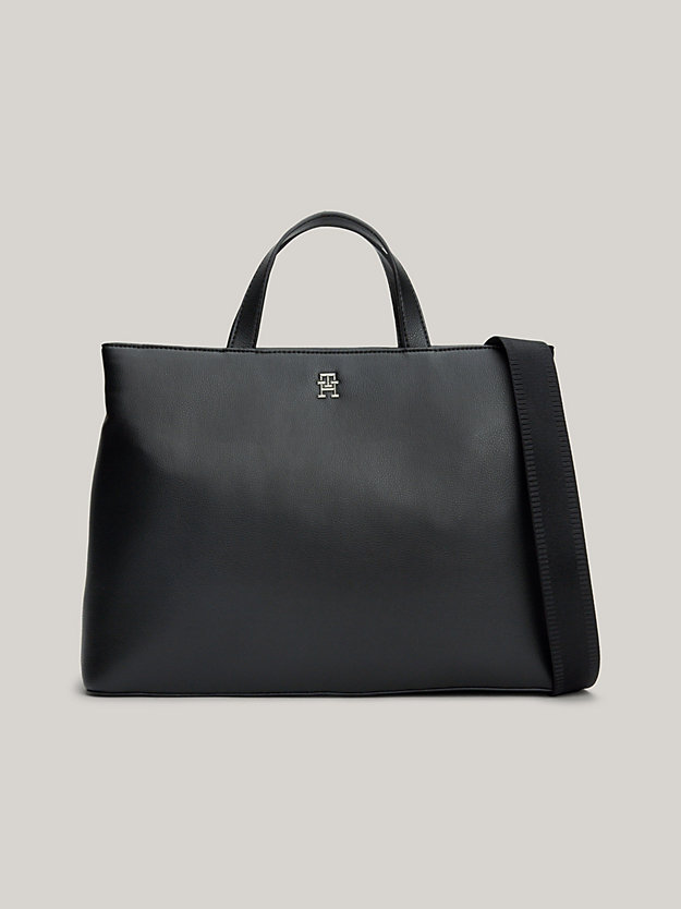black essential th monogram work bag for women tommy hilfiger