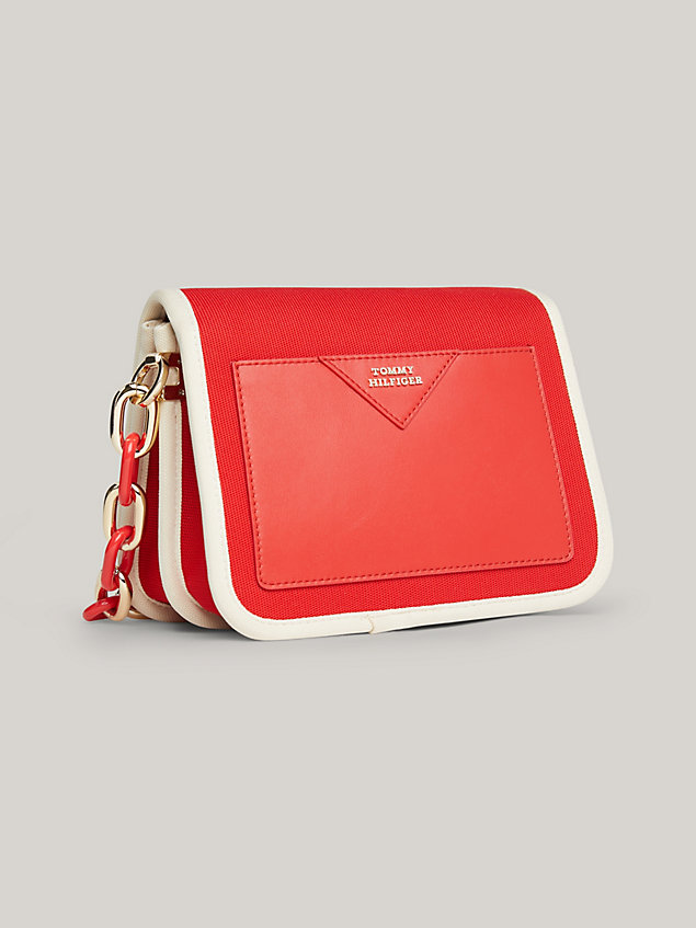 red turnlock handtasche mit kettenriemen für damen - tommy hilfiger