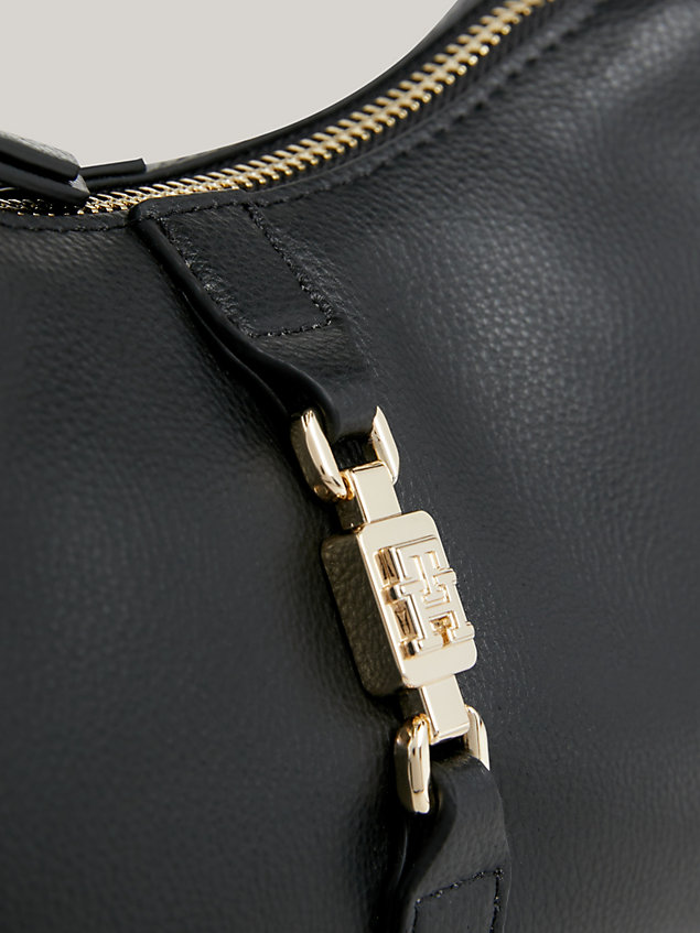 black th monogram horsebit crossover bag for women tommy hilfiger