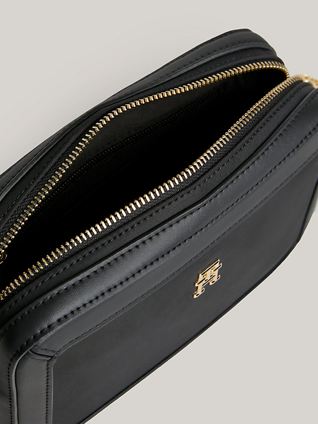 black essential th monogram crossover bag for women tommy hilfiger