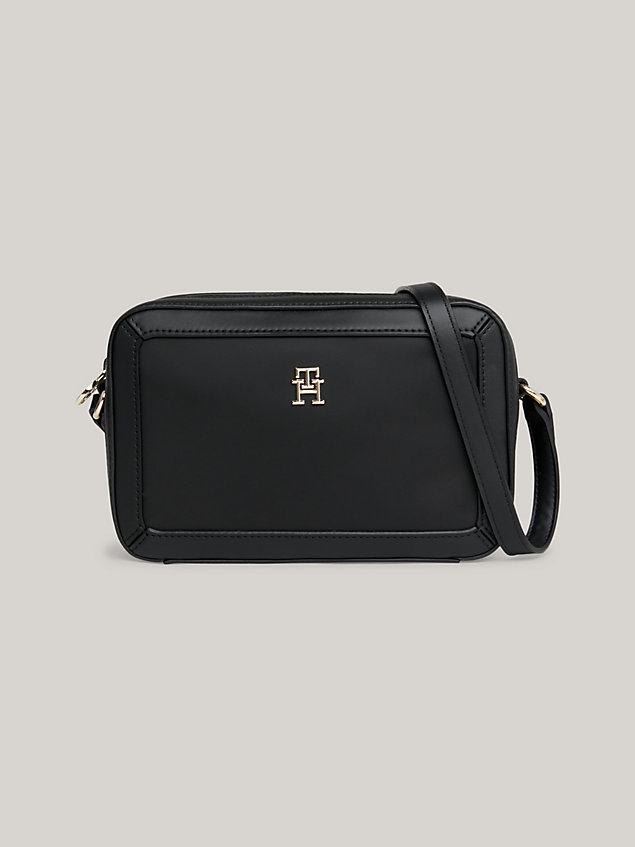 black essential th monogram crossover bag for women tommy hilfiger