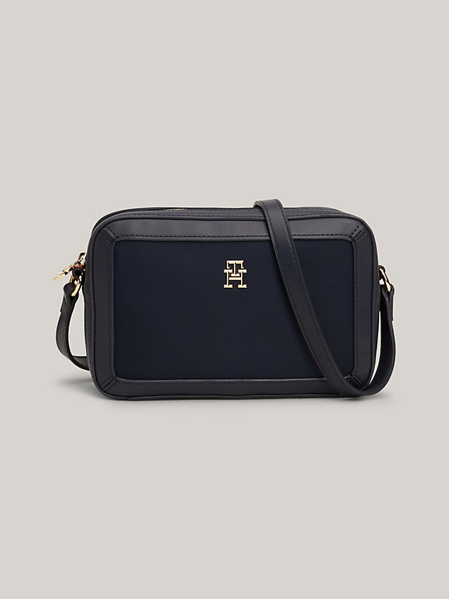 blue essential th monogram small crossover bag for women tommy hilfiger