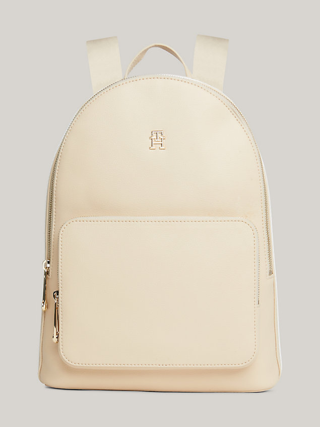 beige essential th monogram small dome backpack for women tommy hilfiger
