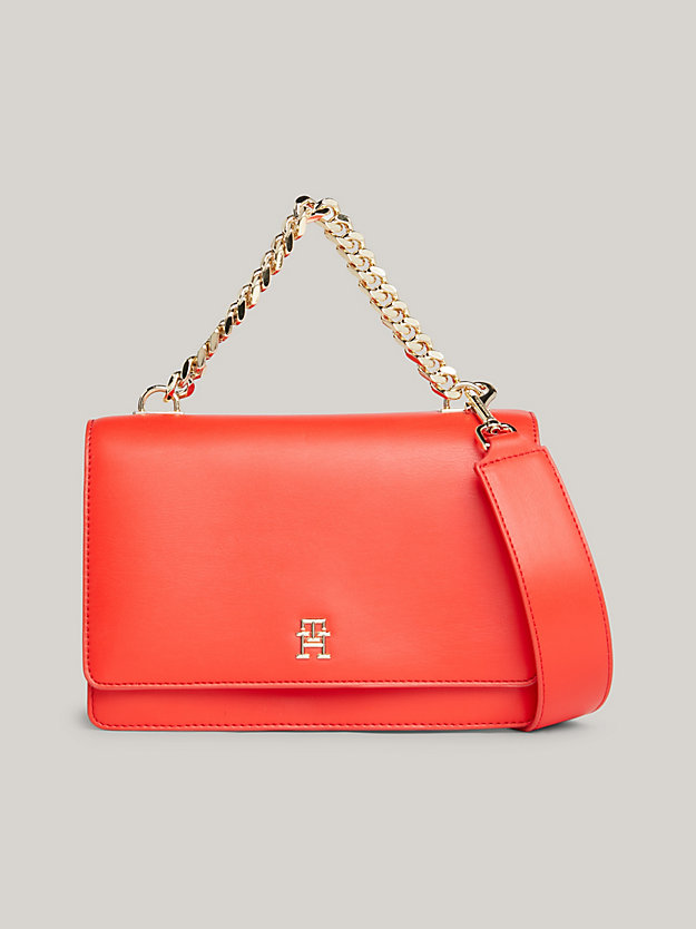 red th monogram medium crossover chain bag for women tommy hilfiger