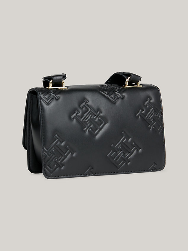 black th monogram crossover bag for women tommy hilfiger