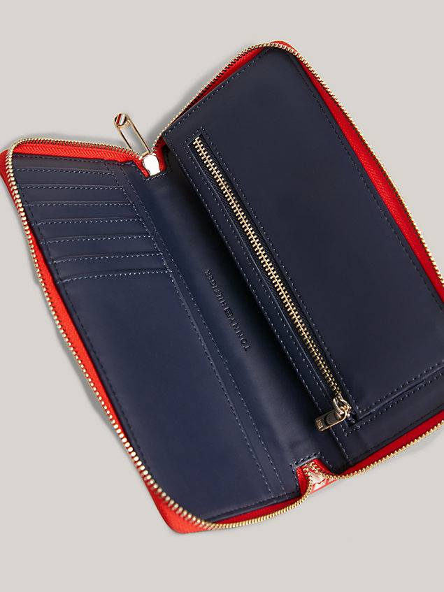 red iconic große brieftasche mit th-monogramm für damen - tommy hilfiger
