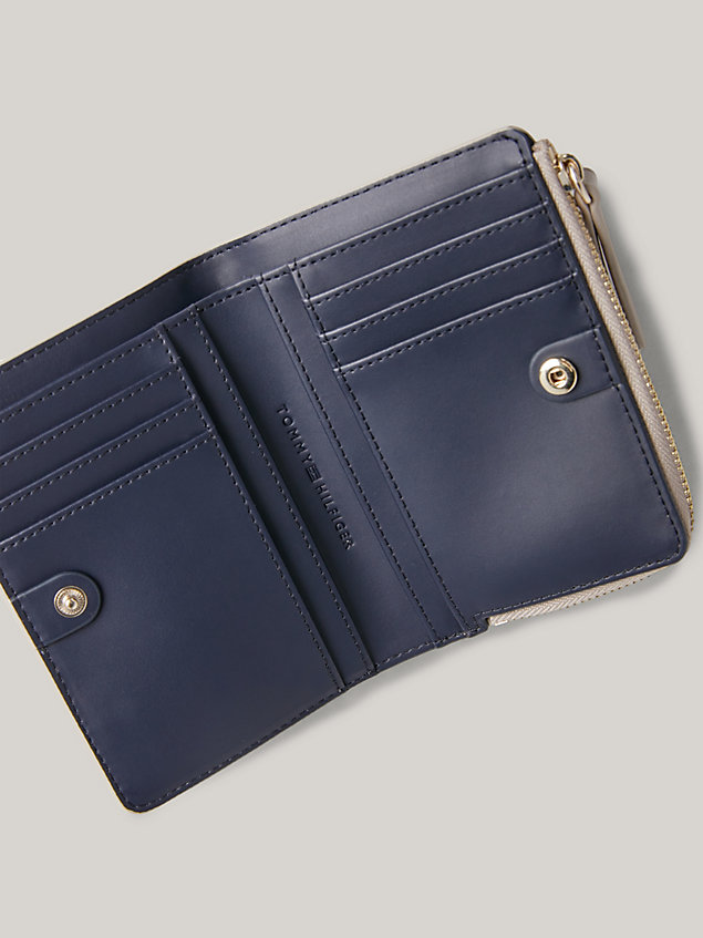 grey th monogram horsebit zip-around slimline wallet for women tommy hilfiger