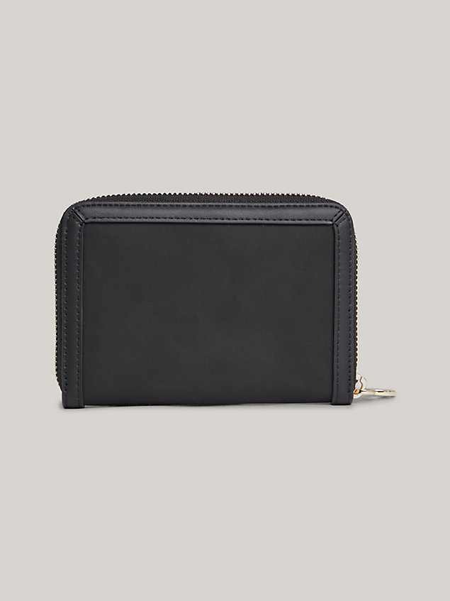 black essential th monogram medium zip-around wallet for women tommy hilfiger