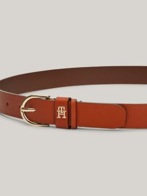 Essential Ledergürtel mit TH-Monogramm | Braun | Tommy Hilfiger 