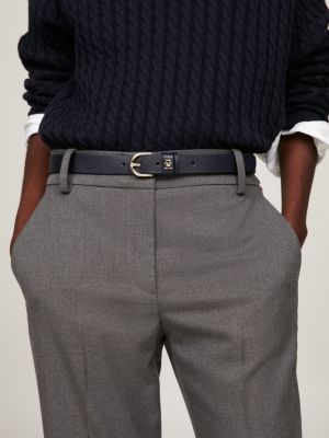 blue essential ledergürtel mit th-monogramm für damen - tommy hilfiger