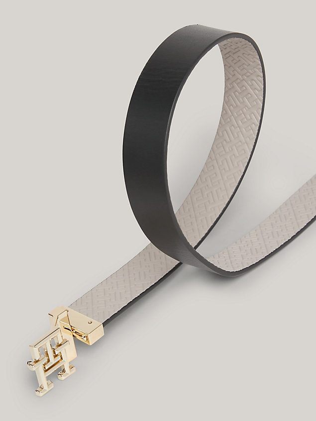 black th monogram reversible napa leather belt for women tommy hilfiger