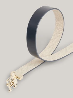 Men's Reversible Monogram Plaque Leather Belt