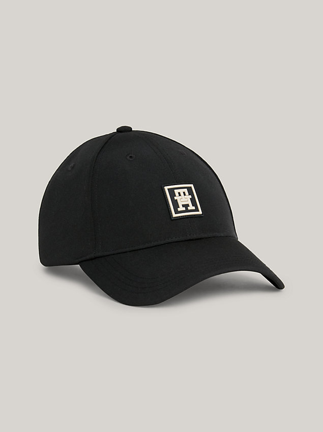 black sport baseball-cap mit th-monogramm für damen - tommy hilfiger