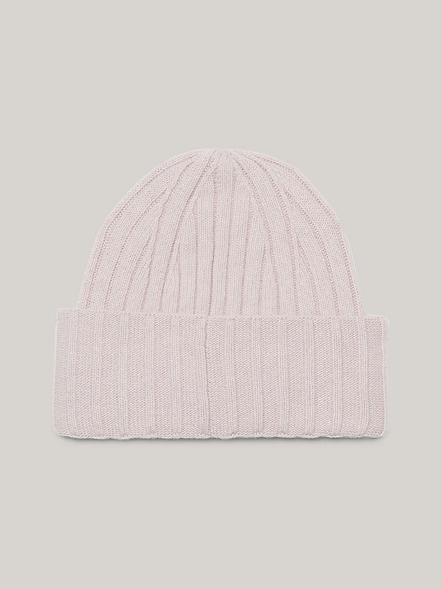pink elegancka czapka typu beanie z kolekcji essential chic dla kobiety - tommy hilfiger