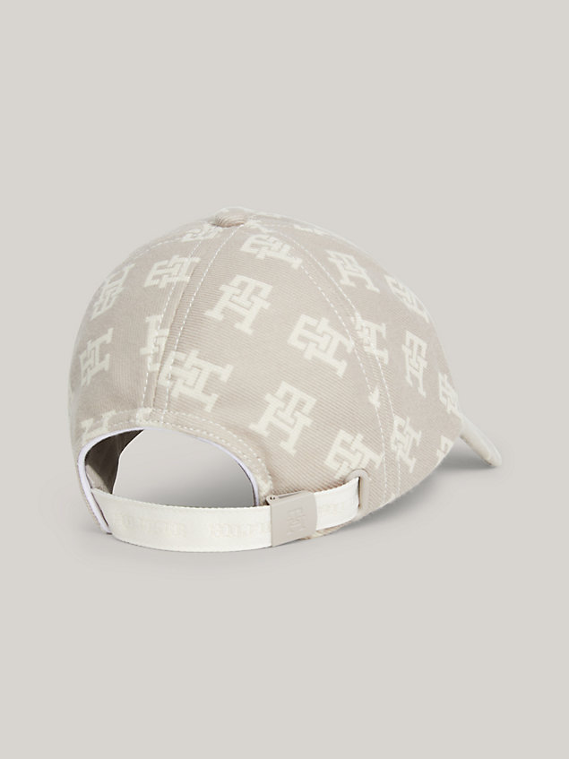 grey czapka baseballowa z monogramem th dla kobiety - tommy hilfiger