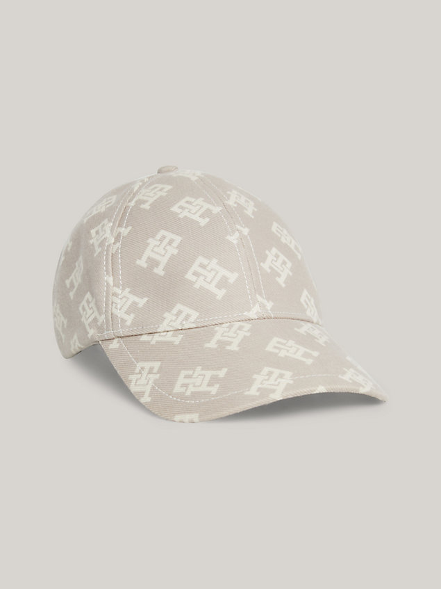 grey czapka baseballowa z monogramem th dla kobiety - tommy hilfiger