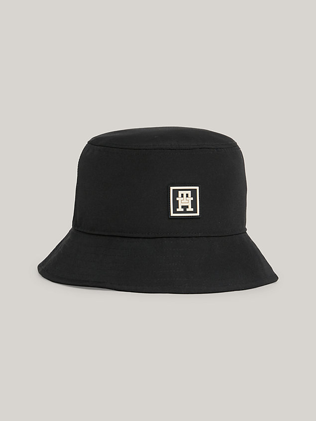 black sport th monogram bucket hat for women tommy hilfiger