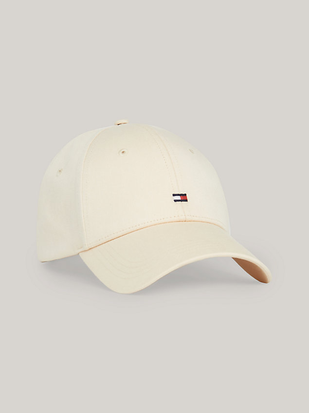 beige czapka baseballowa essential z wyhaftowaną flagą dla kobiety - tommy hilfiger