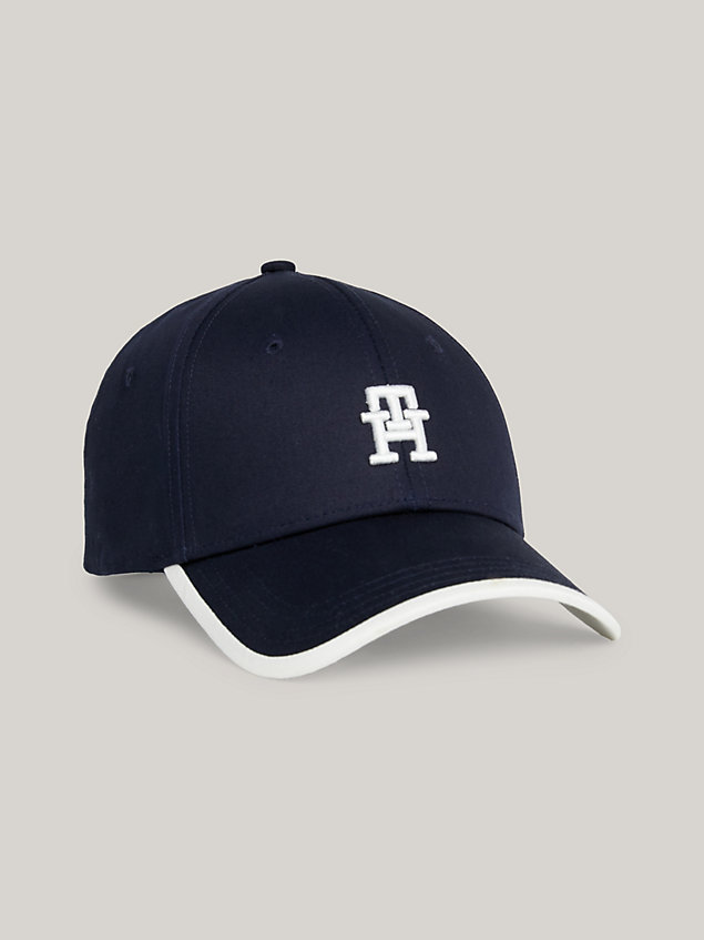 blue czapka baseballowa z kontrastowym monogramem th dla kobiety - tommy hilfiger