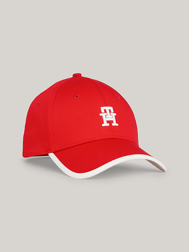 red czapka baseballowa z kontrastowym monogramem th dla kobiety - tommy hilfiger